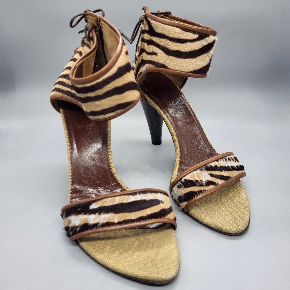 Max Mara Animal Print Calfhair Sandals